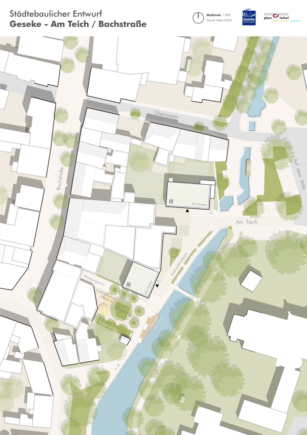 Städtebaulicher Entwurf „Am Teich / Bachstraße“ in Geseke planlokal